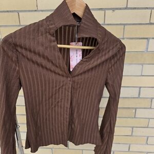 SHEIN Chocolate Brown Striped Blazer